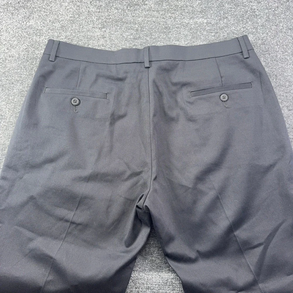 Haggar Mens Premium No Iron Straight Fit Pants Black 36x30 NWT